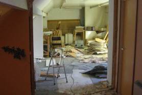 looking to the green room end as demolition starts